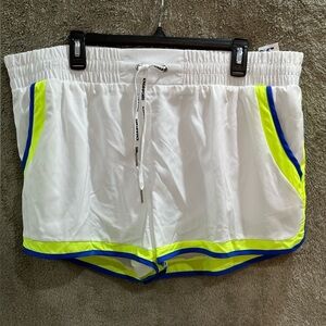 White Athletic Shorts with Neon Accents